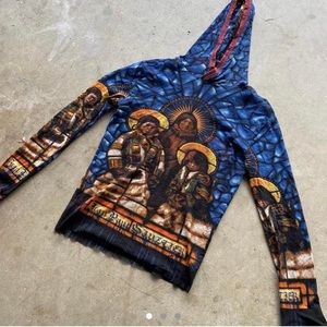 jean paul gaultier hooded mesh top